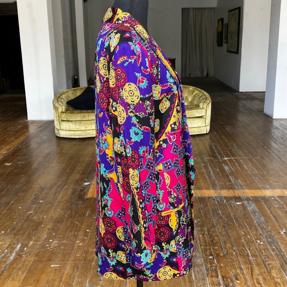 Jeweled tones retro relaxed/loose-fit single button blazer - Picture 5 of 7